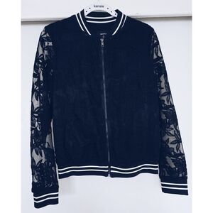 Black Lace Bomber Jacket